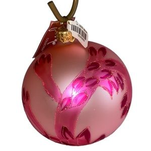Jim Marvin Pink Rococo Glass Ball Ornament NWT 4"